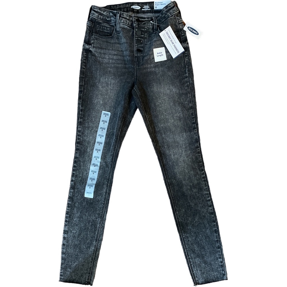 Old Navy Rockstar Super Skinny High Rise womens grey black jeans NWT 0